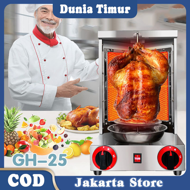 Oven Bebek Peking Putar Baja Tahan Karat / Burner Kebab Otomatis Gas / Alat Daging Kebab