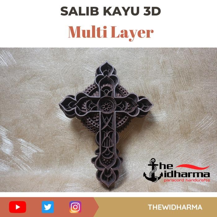 

ASLI Salib Kayu 3D Multi Layer READY STOCK