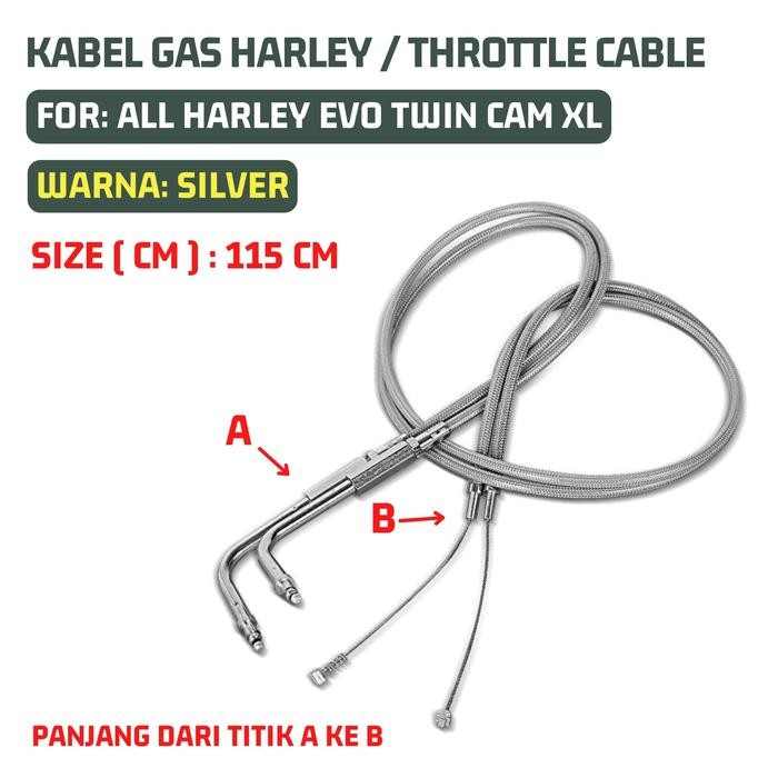 Kabel Gas Motor Harley Silver Panjang 115 Cm