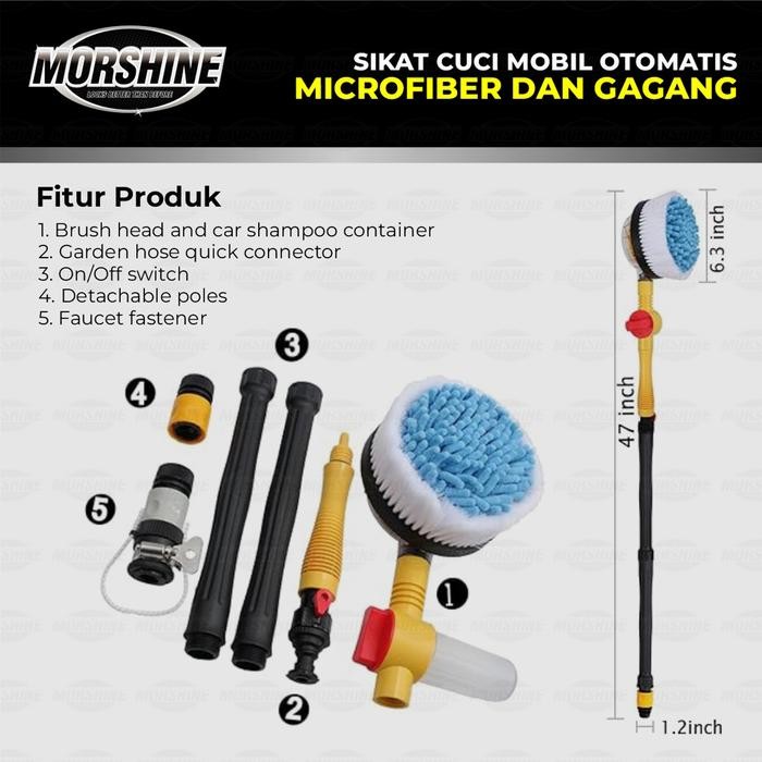 Sikat Microfiber Cuci Mobil Otomatis Mikrofiber Shampo Mobil Gagang