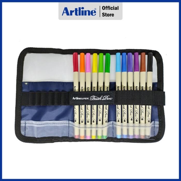 

Terlaris! Pulpen Artline Supreme Brush Pen Roll Case 12 Colours Epfs-F/Bp12Rp1