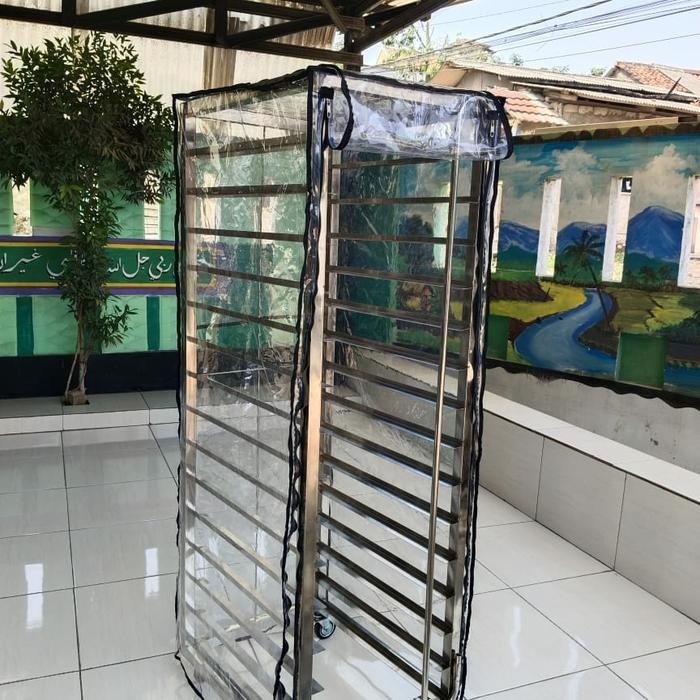 Cover plastik penutup rak loyang roti untuk rak 10-15 susun