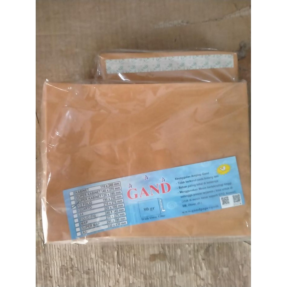 

AMPLOP COKLAT 1/2 FOLIO SEAL GAND KODE 1274