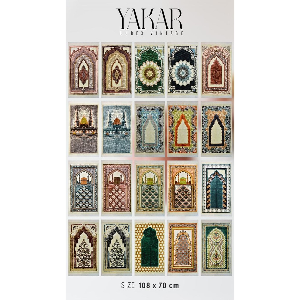 Sajadah Turki Lipat Lembut Yakar Lurex 70x110 cm