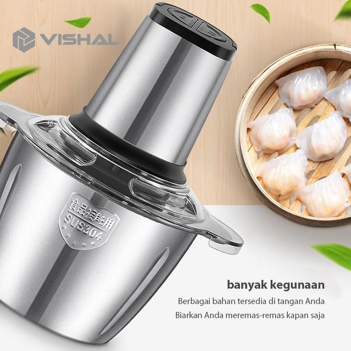 Chopper Serbaguna 2L Blender Daging Penghalus Daging Stainless Steel