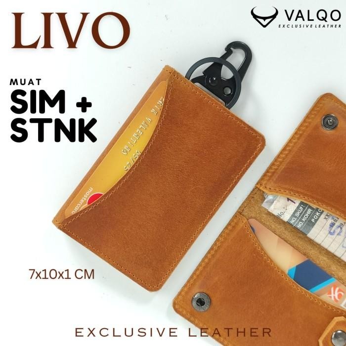 VALQO LIVO Gantungan Kunci Kulit Sapi Dompet Mobil Motor Keren