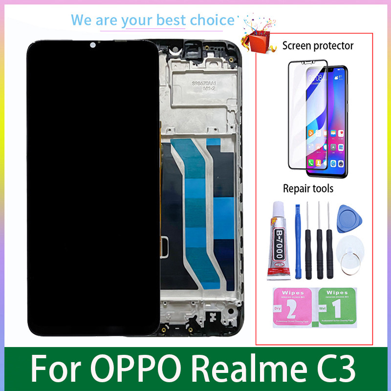 For OPPO Realme C3 Original LCD Display With Frame Touch Screen Panel Digitizer Replacement Parts RM