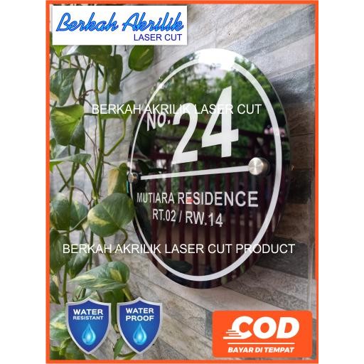 TERLARIS nomor rumah acrylic no rumah minimalis modern bentuk bulat laser cut READY STOCK