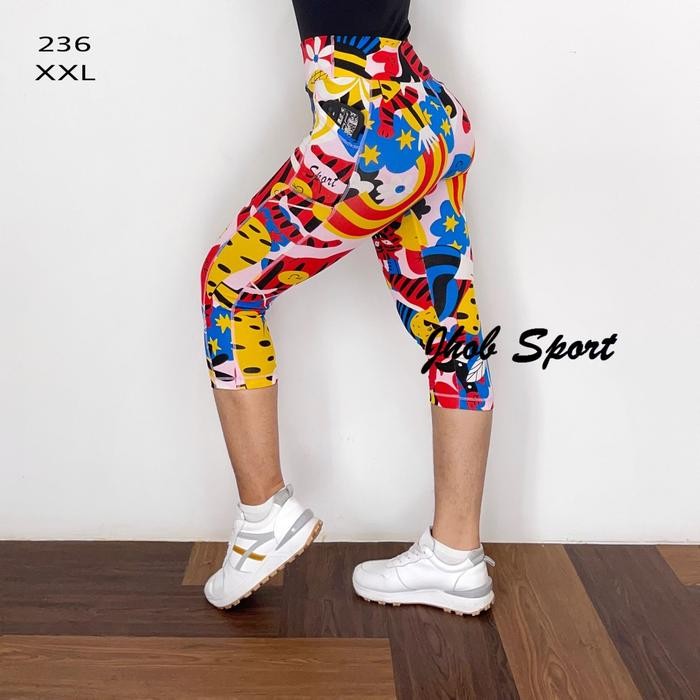setia Legging Pendek JUMBO Motif/Legging Senam Wanita/Celana Olahraga Wanita/Legging 7/8 Kantong