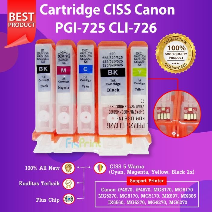Pilihan- Cartridge Tinta Infus Pgi 725 Cli 726 Ciss Canon Ip4870 Ip4970 Ix6560