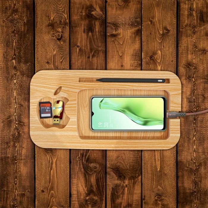 

Wooden Tray Desk Iphone Organizer Tempat Alat Tulis Pensil Handphone