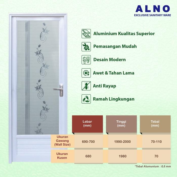 Pintu Kamar Mandi Alno Pintu Toilet Alumunium Putih Bercorak - 237PA11