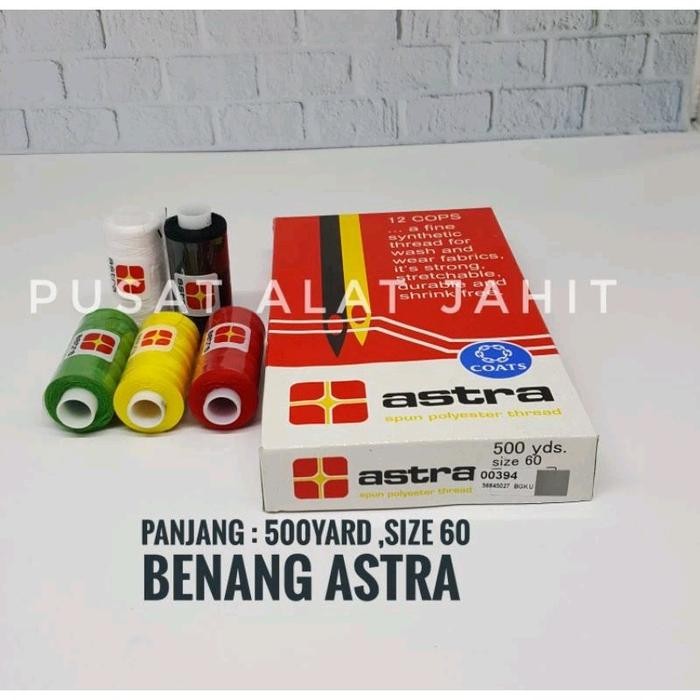 BENANG JAHIT JAIT TANGAN PAKAIAN BAJU CELANA MESIN LUBANG KANCING ASTRA BESAR GEDE 500 YARD PER 1