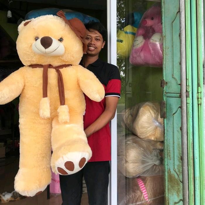 MJ Boneka beruang topi syal 1.1 meter