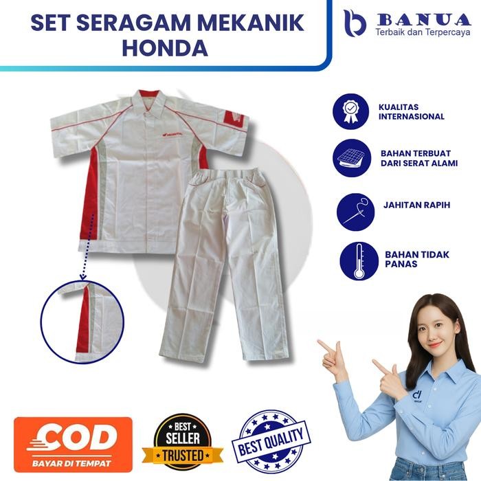 Seragam Honda Mekanik Seragam AHASS Setelan Baju Celana Kerja Pria Bordir Safety Panjang Wearpack