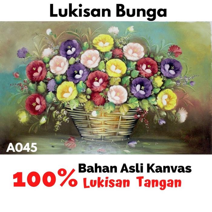 Lukisan Dinding Kanvas Asli Hiasan Dinding Ruang Tamu Bunga Besar