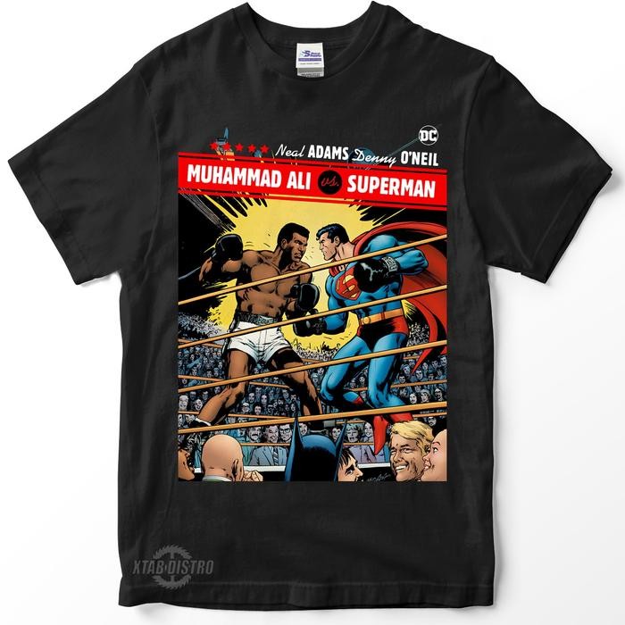 Kaos MUHAMMAD ALI VS SUPERMAN kaos vintage comic retro best seller