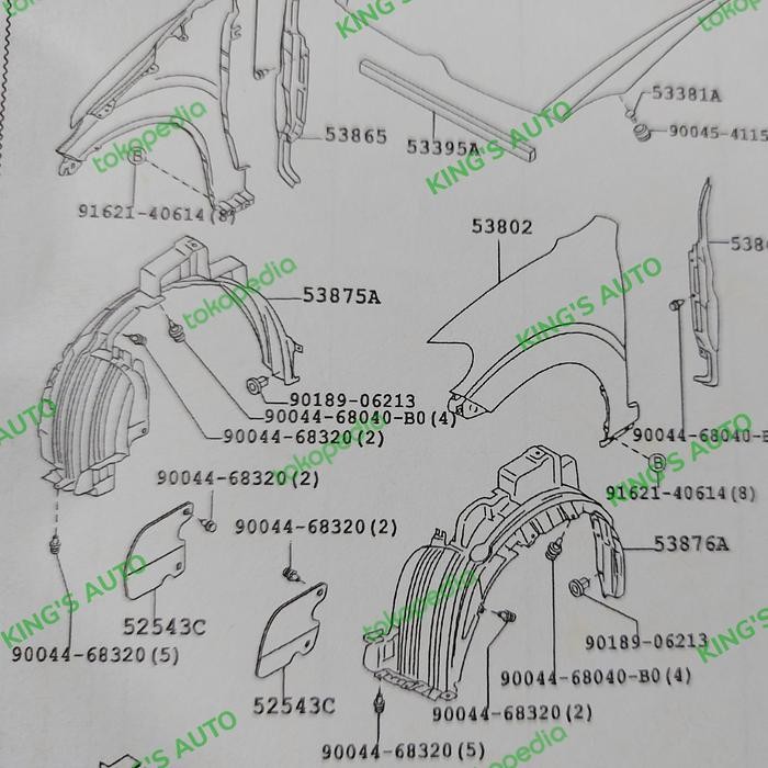 Liner Fender Depan Avanza - Xenia 04-10 Kanan Kiri(Tidak Bisa Tipe S)