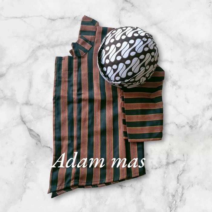 DISKON Baju Surjan Lurik Anak Laki Laki AJawa/Surjan Lurik dan Blangkon Anak/Baju Lurik TK dan SD