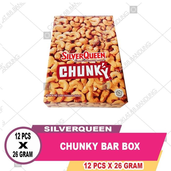 Lansungkirim- Silverqueen Chunky Bar 1 Box 12 X 26Gr, Coklat Silverqueen Chunky Bar 26 Gram Silver