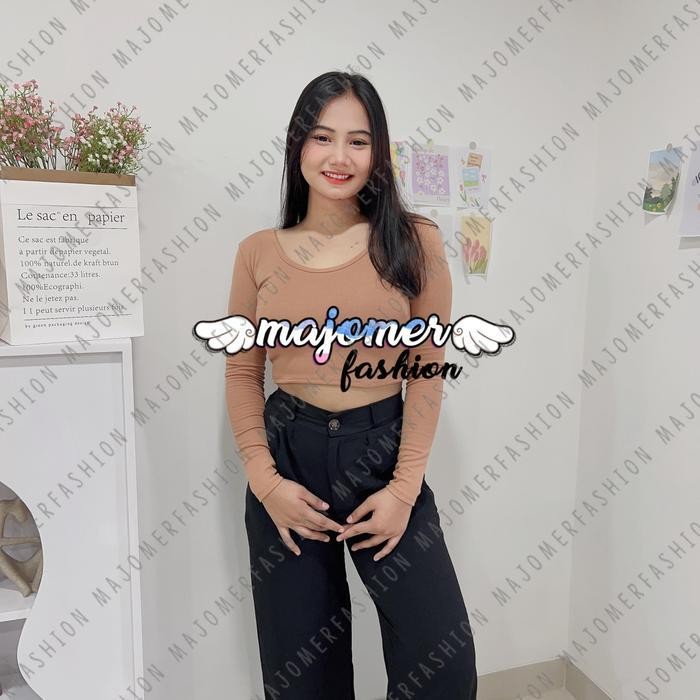 MAJOMER DEEPU CROP TOP - KAOS BASIC LENGAN PANJANG WANITA