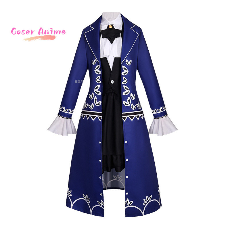 ANIME GAME LIBRARY OF RUINA ANGELA COSPLAY COSTUME WIG TAILCOAT PRINTING LONG COAT UNIFORM SHOES MAN