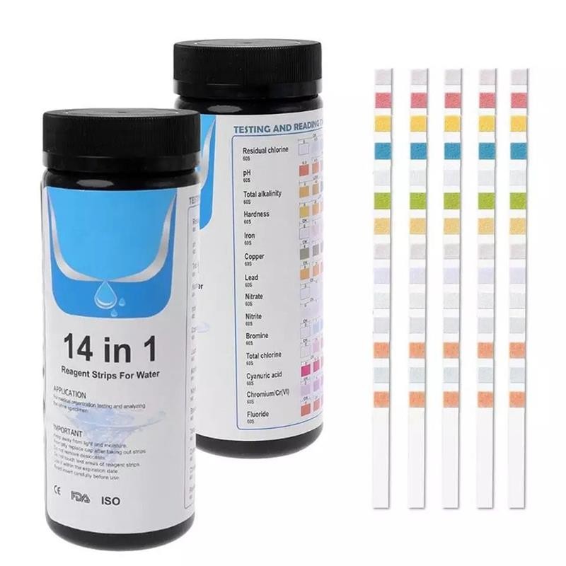 Multifunction 14-in 1 ph test paper 50pcs/ set Swimming Pool Test Paper Chlorine Strips for Chlorine