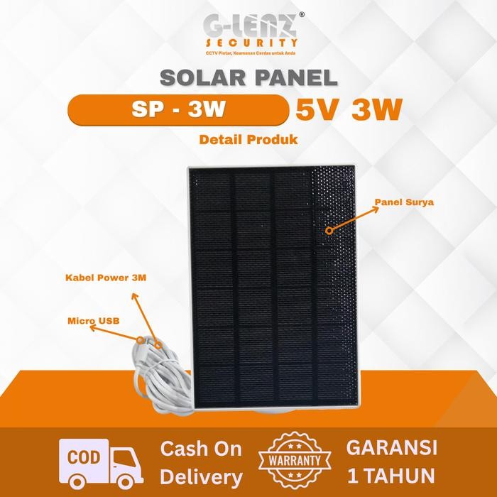 GLENZ SOLAR PANEL CCTV OUTDOOR 5V 3W SOLAR PANEL BATRE CCTV OUTDOOR PANEL SURYA PENGISI BATRE CCTV