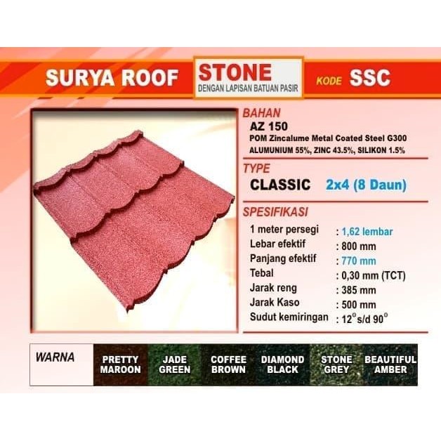Genteng Metal Pasir Surya Roof 2X4 X 0.30Mm - Andal Prima Id