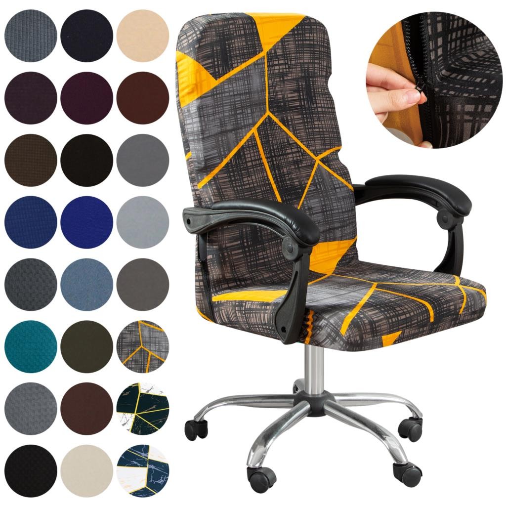 Office Computer Chair Cover Dust-proof Geometry Stretch Printed Elastic Game Chair Slipcover Rotatab