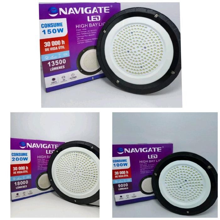 Lampu Gantung Highbay Led Industri Navigate Mast 100Wat 150Wat 200Watt Sinar Putih Reflektor Smd Ufo