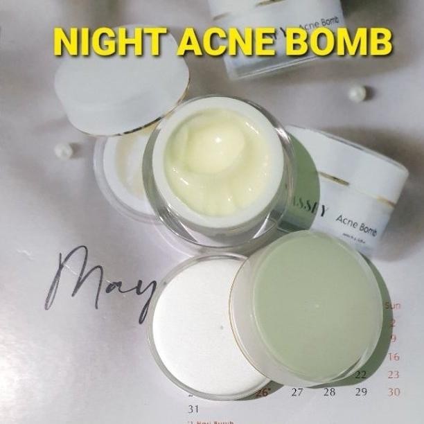 Massey Acne Bomb -Night Cream -Krim Malam Jerawat & Whitening Kitoderm