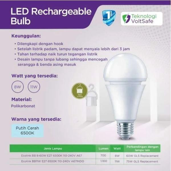 dfue- Emergency Ecolink Lampu Ecolink Led Bulb Emergency Bohlam Emergency Led Ecolink Lampu