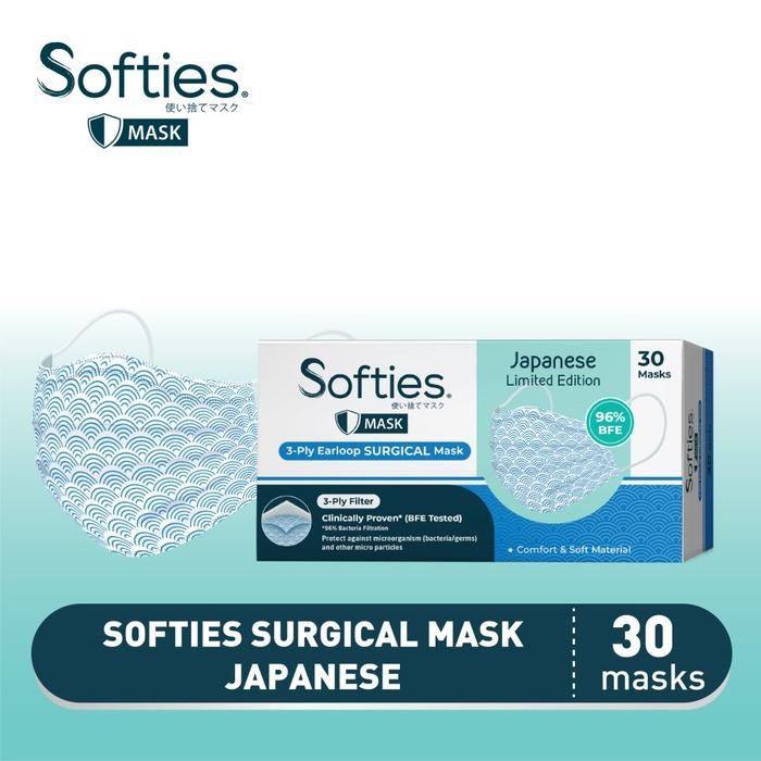KJB Masker Softies Earloop Surgical isi 30 (Special Design Batik)