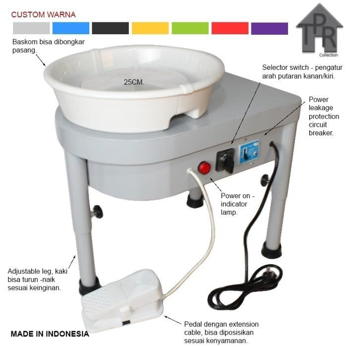 MESIN PUTAR TANAH LIAT ELECTRIC 350W CLAY-ON T3525 ADJUSTABLE LEG. KODE 502