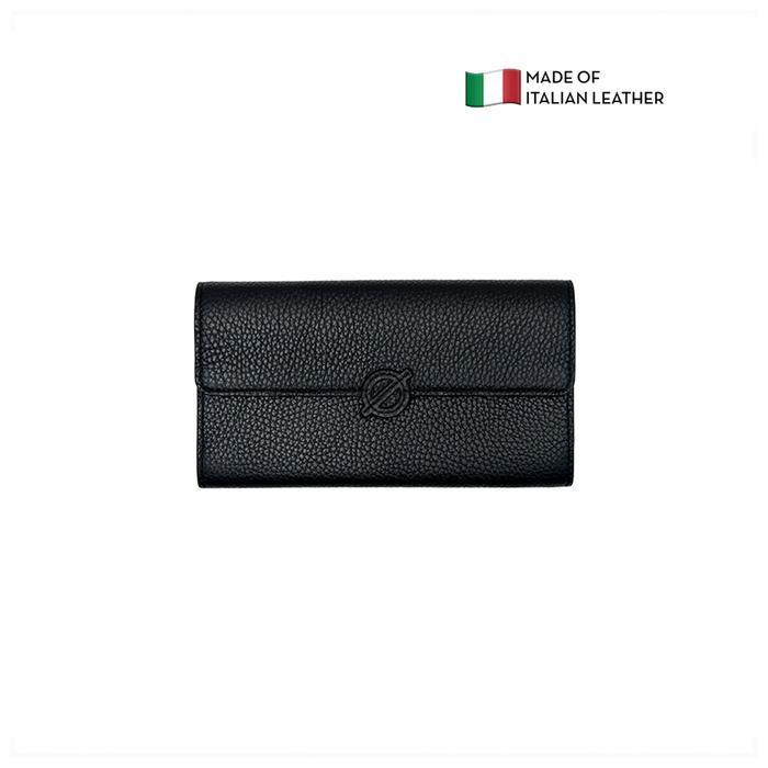 ROUNN Flap Wallet Dompet Wanita Panjang Kulit - Black Asphalt