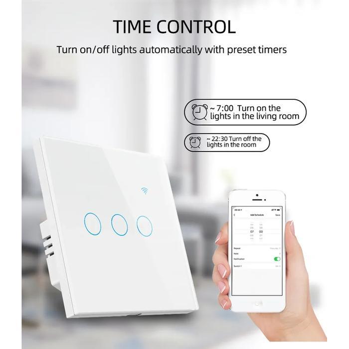 VICI SMART LIGHT SWITCH WIFI SAKLAR PINTAR TUYA SMART LIFE (2 GANG / 3 GANG) - SMART HOME GOOGLE