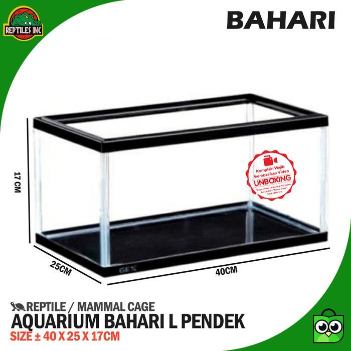 Bahari Akuarium / Aquarium Kandang Hewan Reptil Ikan Dengan Tutup
