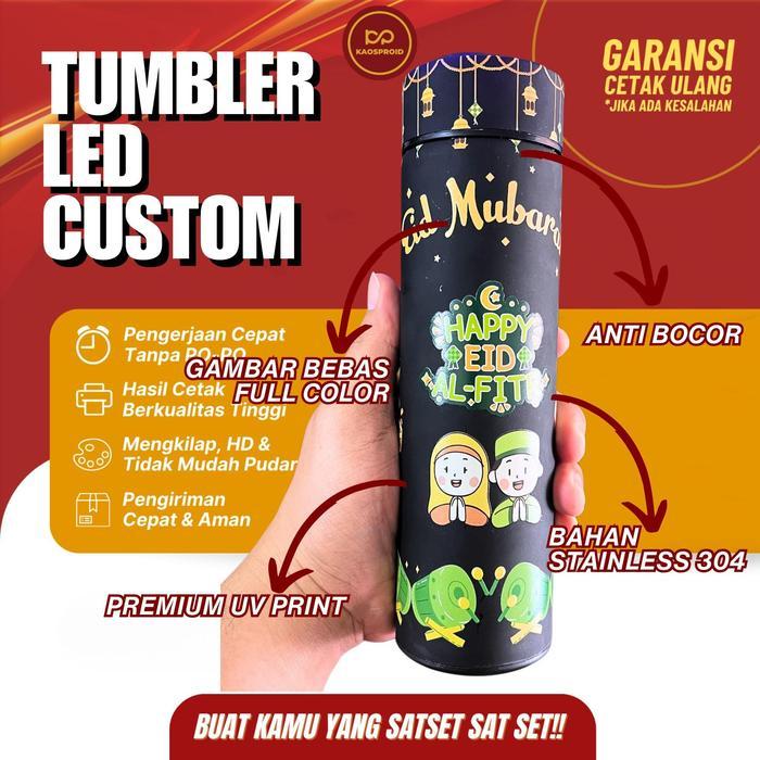 Ecentio - Cetak Tumbler Termos Custom UV Print Stainless Anti Bocor Tumpah LED Suhu 500 ML Tahan