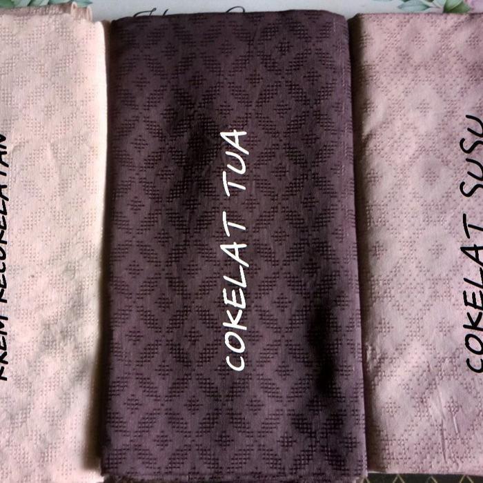 BERMUTU kain batik dobby polos timbul pekalongan warna kream kecoklatan,coklat tua,coklat susu