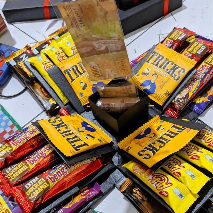 NEW SNACK BOX, KOTAK TARIK UANG ,EKSPLOSION BOX SNACK TARIK UANG ,KADO ULANG TAHUN CEWEK,ULTAH