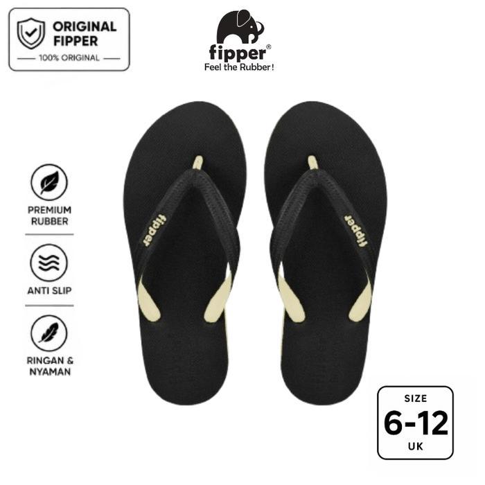 Fipper Black Series M Sandal Jepit Anti Slip Pria Original Ringan Nyaman Hitam Black / Khakis