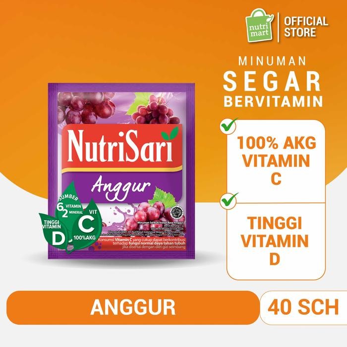 

oW.galiban - NutriSari Anggur 40 Sachet - Minuman Serbuk Rasa Anggur Segar Kaya Vitamin C & D