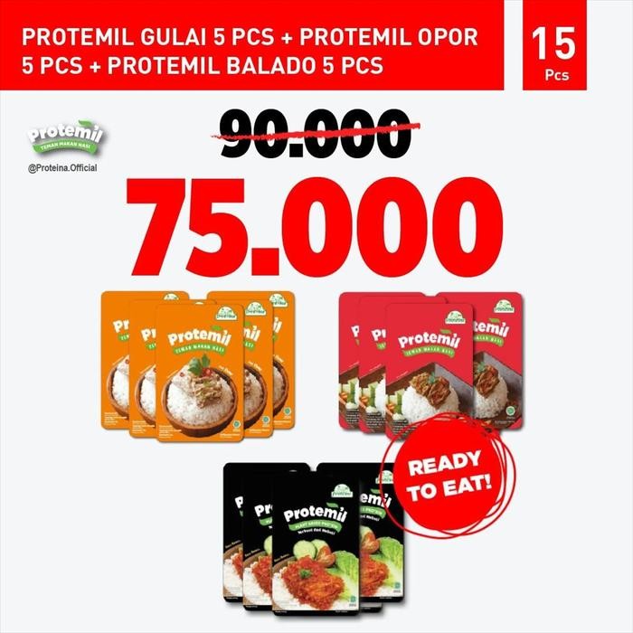 

Mamiseler45 - Paket Protemil 3 Rasa 15Pcs - Makanan Instan Siap Makan Tinggi Protein