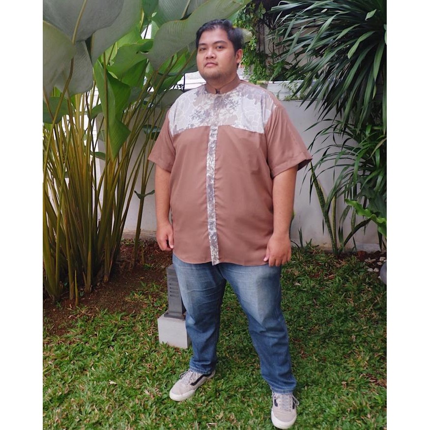 baju koko pendek coklat big size jumbo murah