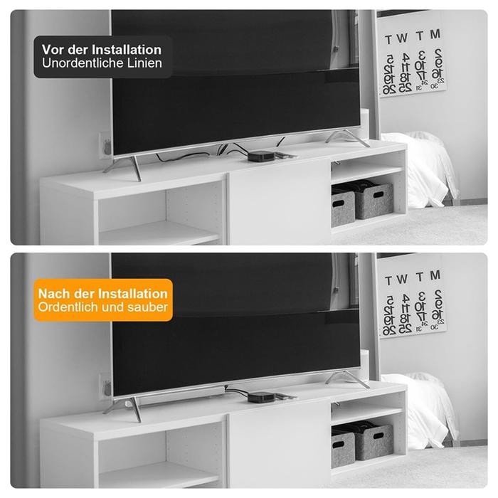 Self-Adhesive Cable Duct TV Cable Duct Set Kit TV Cable Organiser, 10 Pieces X 0.4 M, Cable Duct For