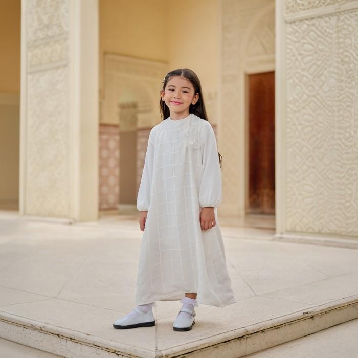 TERMURAH ZM - Finian Gamis Anak Dress- White Series - Binar Samudra READY STOCK