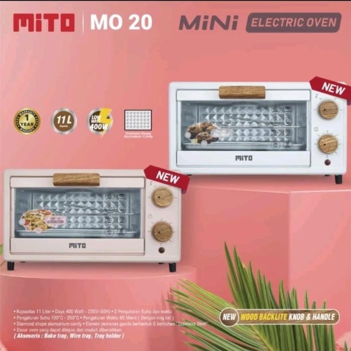 Mito Oven Listrik Mini Mito Mo 20 Kapasitas 11L Mo20 Mo-20 Low Watt