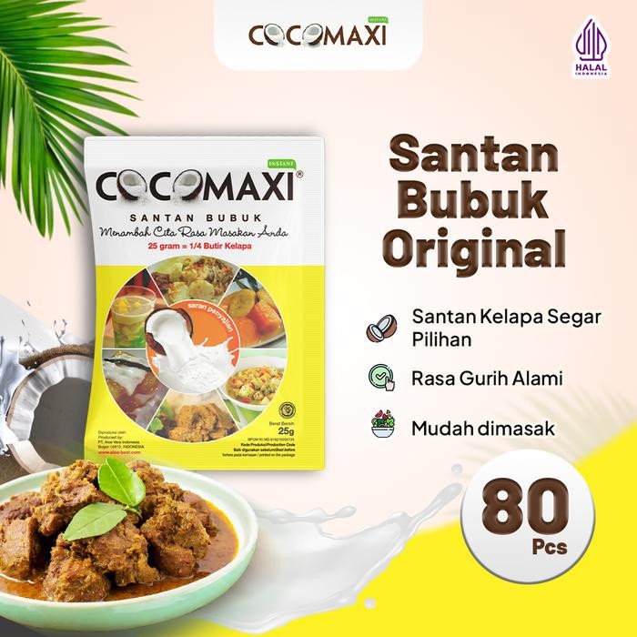 

Stok Baru COCOMAXI Santan Kelapa Bubuk Gurih Alami 25 gr - Isi 80 Sachet
