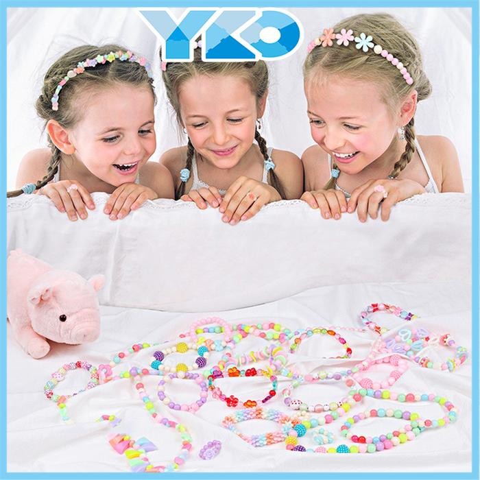 YKO Beaded diy meronce gelang kreatifitas kalung kalung gantungan huruf manik huruf bulat mainan